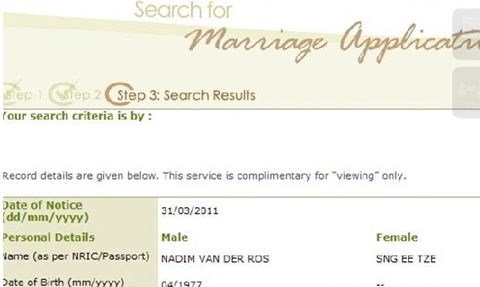 孫燕姿3月31日申請登記結婚 注冊局網站泄密