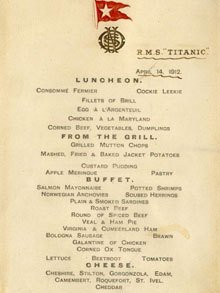 這張泰坦尼克號“最后的午餐”菜單有望拍出10萬英鎊高價